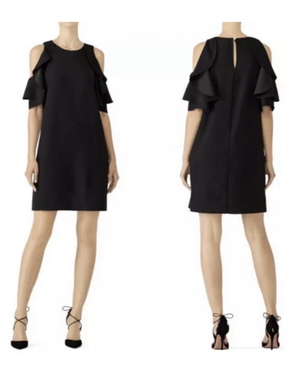 kate spade Black Cold-Shoulder Ruffle Dress